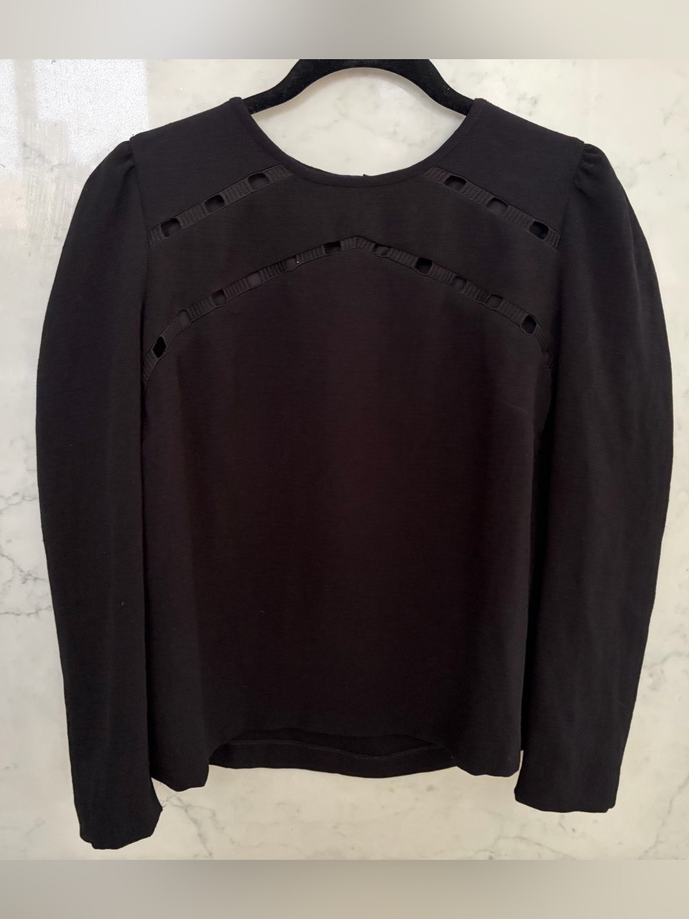 ba&sh Black Long Sleeve Top with Ladder Cutout Detail sz 3 / L